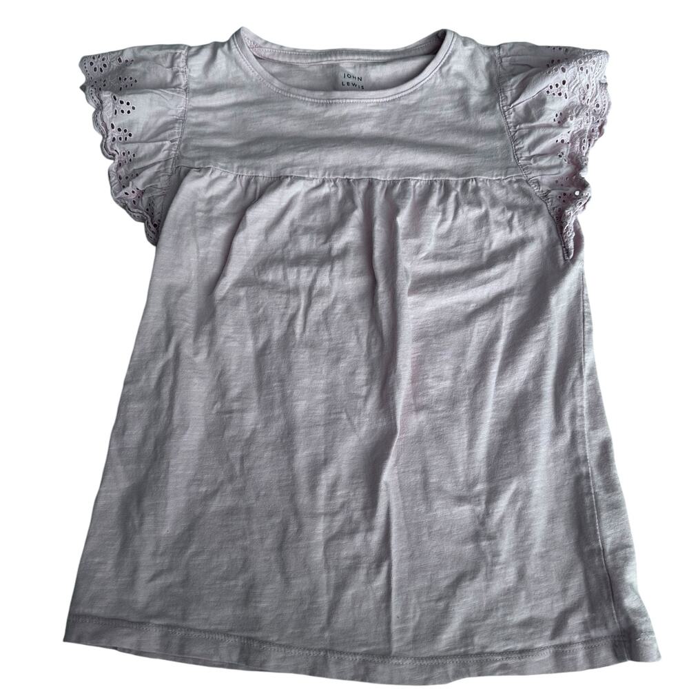 John Lewis Pink Eyelet Short Sleeve T-Shirt - Size 10